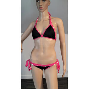 Women's Black/Pink/White  Poka Dot Sexy Bikini Adjustable Straps Small  SL4156-2